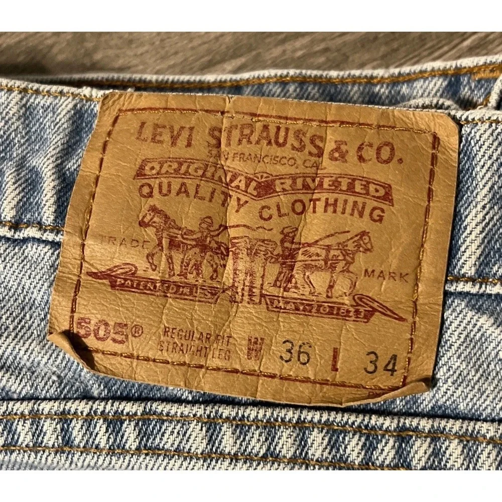 Vintage Levi's 505 Red Tab Regular Fit Straight Leg Blue Jeans Size 36x34, USA